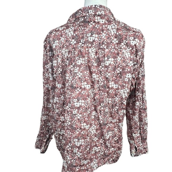 Anthropologie Pilcro Pink Floral Sasha Smocked Button Down Shirt Blouse S - Picture 10 of 15